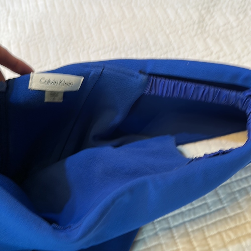 Calvin Klein off the shoulder Royal Blue knee length dress - Picture 3 of 5